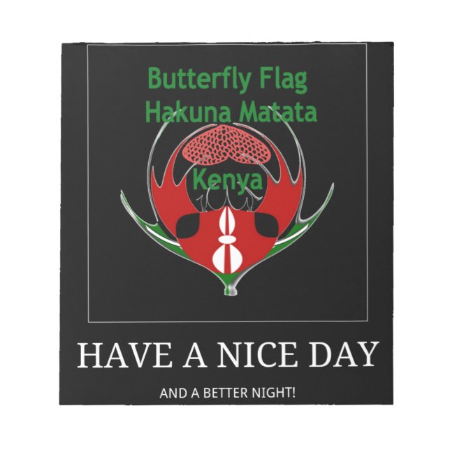 Kenyan Shield Design: Butterfly Flagga. Anteckningsblock (Framsida)