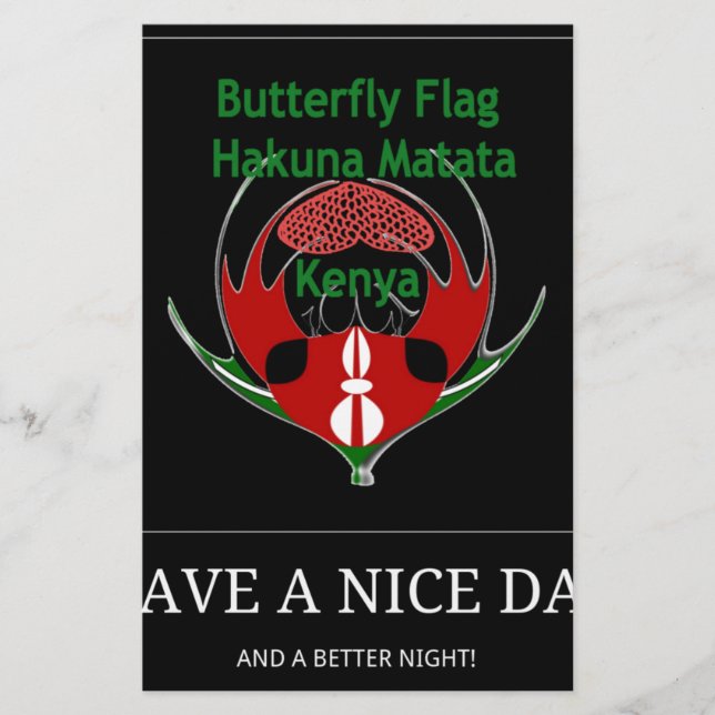 Kenyan Shield Design: Butterfly Flagga. Brevpapper (Framsida)