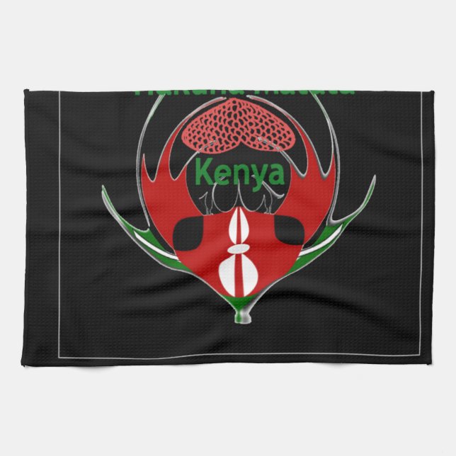 Kenyan Shield Design: Butterfly Flagga. Kökshandduk (Horisontell)