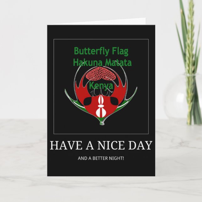 Kenyan Shield Design: Butterfly Flagga. Kort (Framsida)