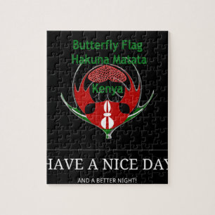 Kenyan Shield Design: Butterfly Flagga. Pussel
