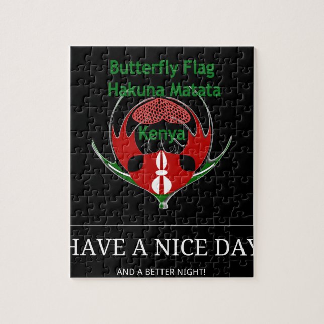 Kenyan Shield Design: Butterfly Flagga. Pussel (Vertikal)