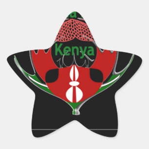 Kenyan Shield Design: Butterfly Flagga. Stjärnformat Klistermärke