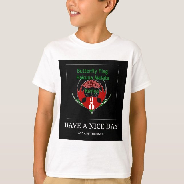 Kenyan Shield Design: Butterfly Flagga. T-shirt (Framsida)