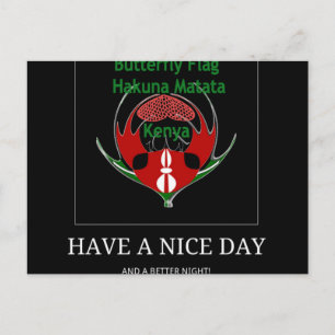 Kenyan Shield Design: Butterfly Flagga. Vykort