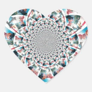 Kenyan Tapestry Kaleidoscope Art Skriv ut Hjärtformat Klistermärke