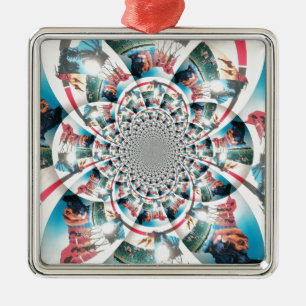 Kenyan Tapestry Kaleidoscope Art Skriv ut Julgransprydnad Metall