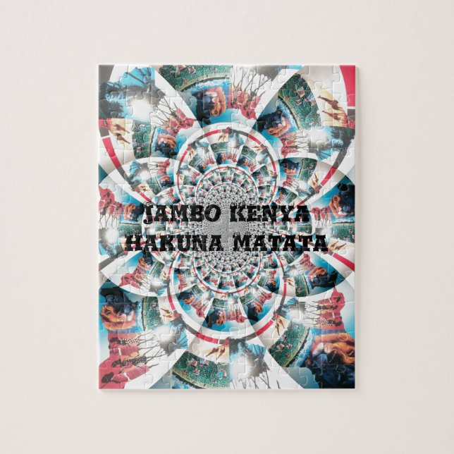 Kenyan Tapestry Kaleidoscope Art Skriv ut Pussel (Vertikal)