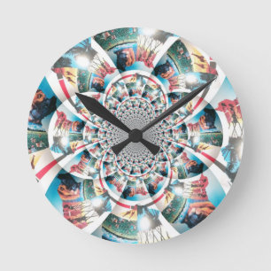 Kenyan Tapestry Kaleidoscope Art Skriv ut Rund Klocka