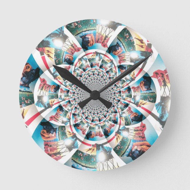 Kenyan Tapestry Kaleidoscope Art Skriv ut Rund Klocka (Framsida)