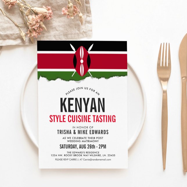 Kenyan Thned Cuisine | Party Flagga Inbjudan White (Skapare uppladdad)