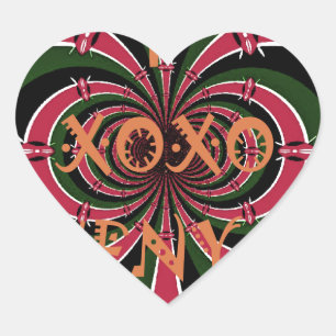 Kenyan Travel Gift - Hugs & Kisses Design Hjärtformat Klistermärke