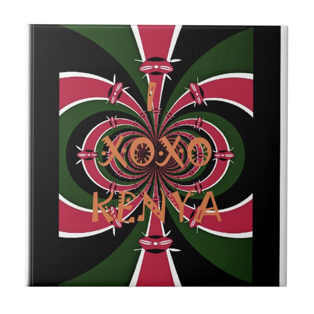 Kenyan Travel Gift - Hugs & Kisses Design Kakelplatta (Framsidan)