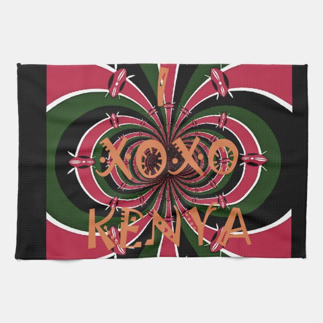 Kenyan Travel Gift - Hugs & Kisses Design Kökshandduk (Horisontell)