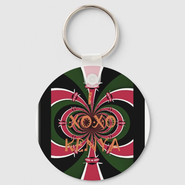 Kenyan Travel Gift - Hugs & Kisses Design Nyckelring (Framsida)