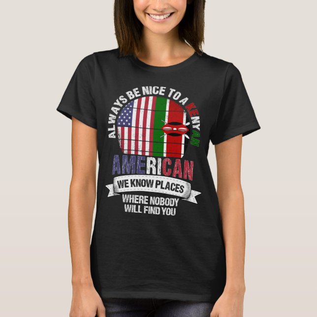 Kenyansk amerikansk bekant Ställen Land Kenya Flag T Shirt (Framsida)