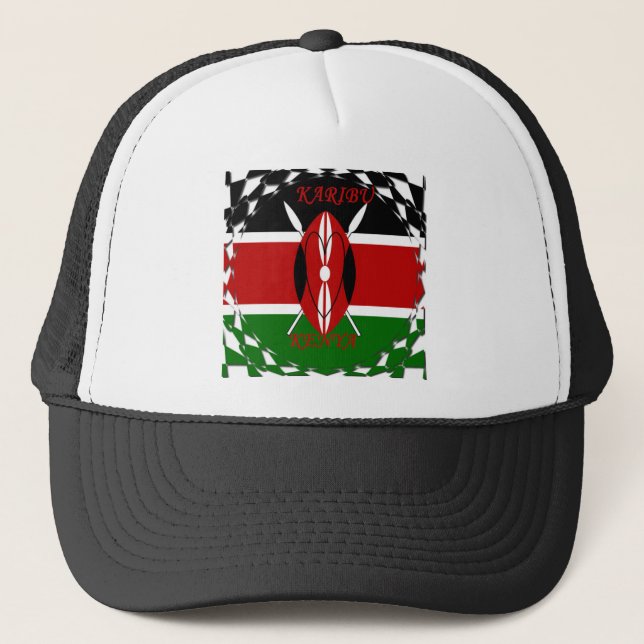 Kenyansk flagg-enhet: Tuko Pamoja-design Truckerkeps (Framsida)