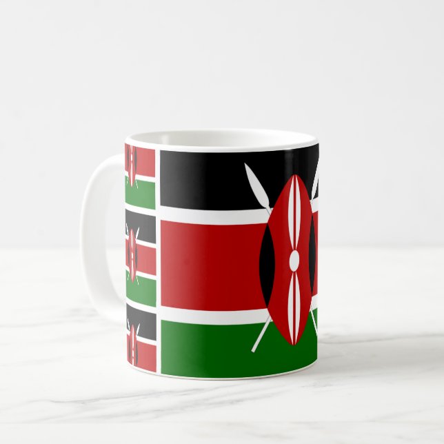 Kenyansk Flagga-kaffe Mugg, Patriotic Kenya Tea Ko Kaffemugg (Framsida vänster)