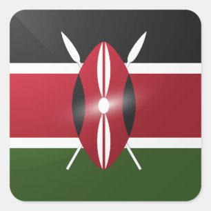 Kenyansk gul flagga fyrkantigt klistermärke