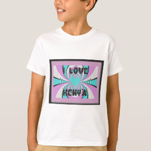 Kenyansk hjärtkonst: Jag älskar Kenya Lila Cyan Ab T-shirt