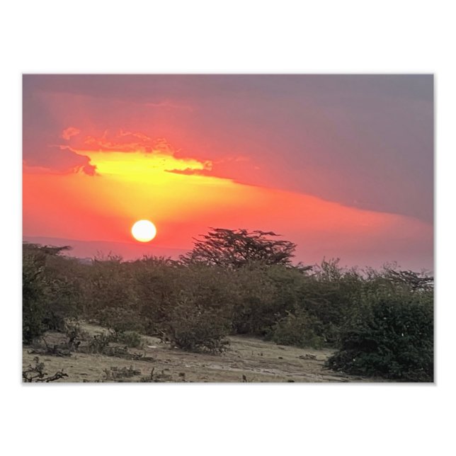 Kenyansk solnedgångsfoto tryck (Framsidan)
