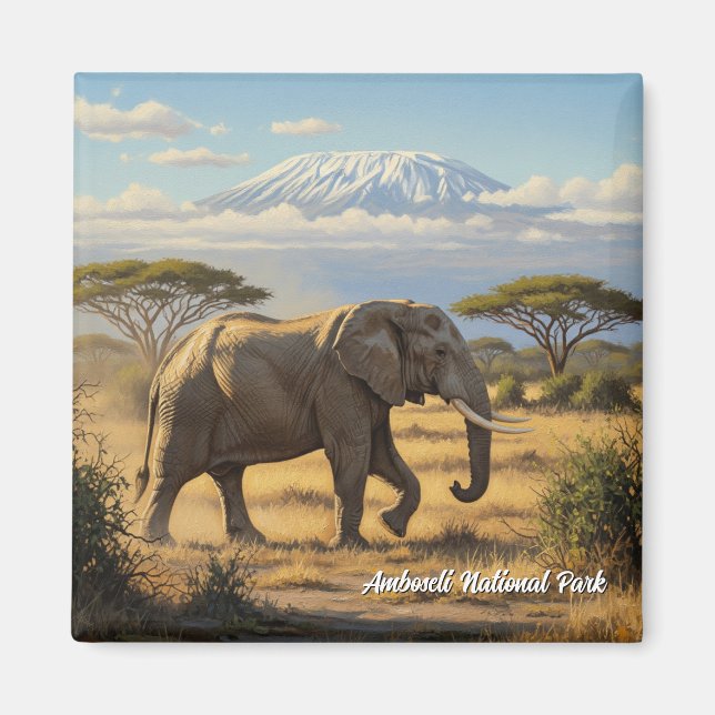 Kenyas Amboseli nationalpark Elephant Magnet (Framsidan)