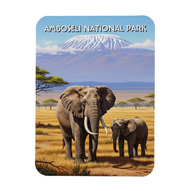 Kenyas Amboseli nationalpark Elephants Magnet (Vertikal)