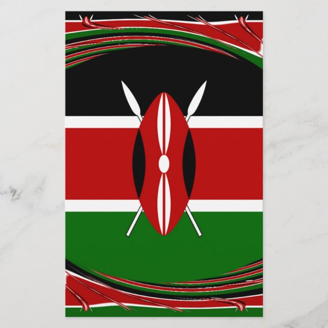 Kenyas Flagga Art - Patriotisk och modern design Brevpapper (Framsida)