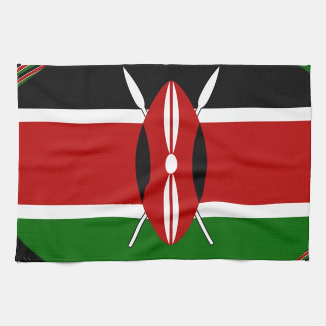 Kenyas Flagga Art - Patriotisk och modern design Kökshandduk (Horisontell)