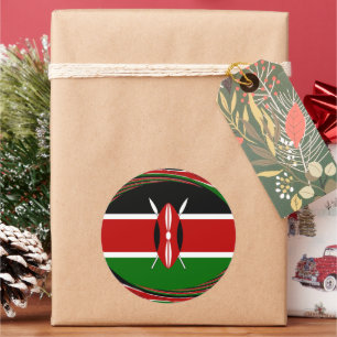 Kenyas Flagga Art - Patriotisk och modern design Runt Klistermärke