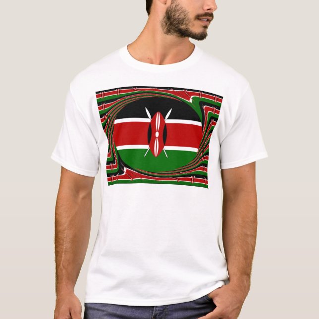 Kenyas Flagga Art - Patriotisk och modern design Tee Shirt (Framsida)