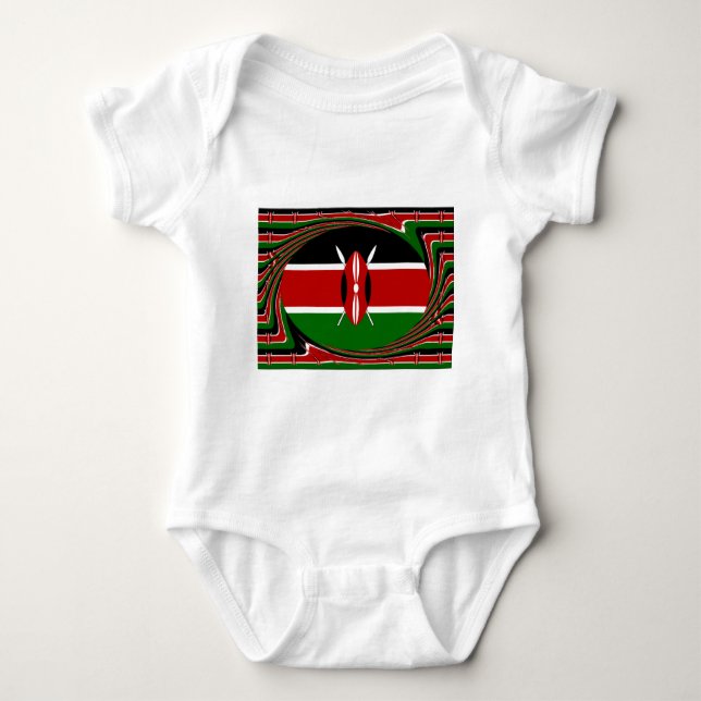 Kenyas Flagga Art - Patriotisk och modern design Tee Shirt (Framsida)