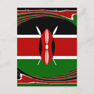 Kenyas Flagga Art - Patriotisk och modern design Vykort