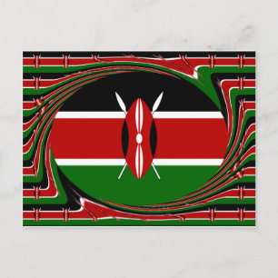 Kenyas Flagga Art - Patriotisk och modern design Vykort