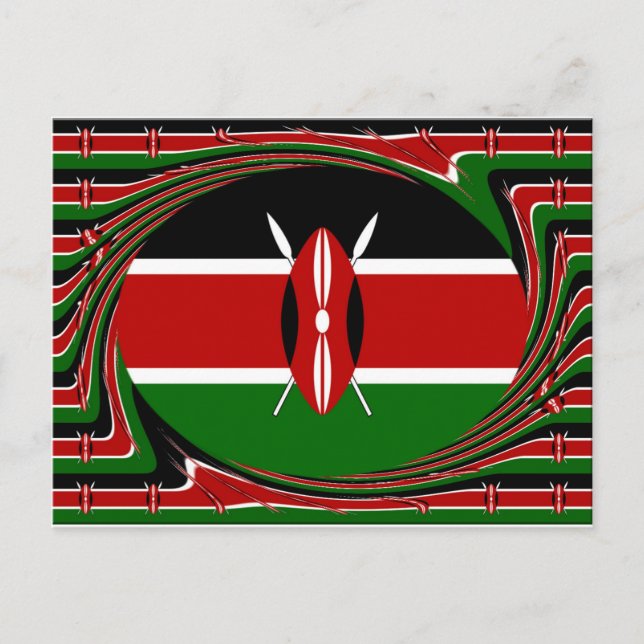 Kenyas Flagga Art - Patriotisk och modern design Vykort (Framsida)