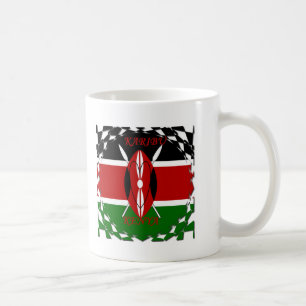 Kenyas Flagga Black Red grönt Ar Kaffemugg