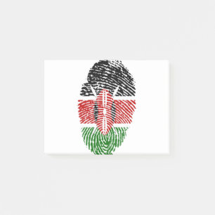 Kenyas Flagga Fingerprint Land Pride Identity Post-it Block