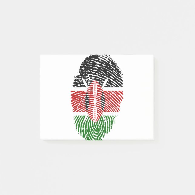 Kenyas Flagga Fingerprint Land Pride Identity Post-it Block (Framsida)