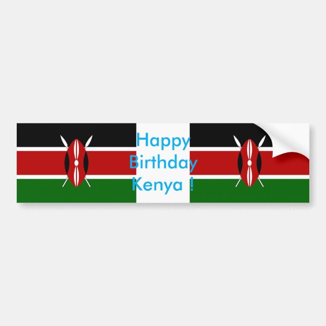 Kenyas Flagga, Grattis på födelsedagen Kenya! Bildekal (Framsidan)