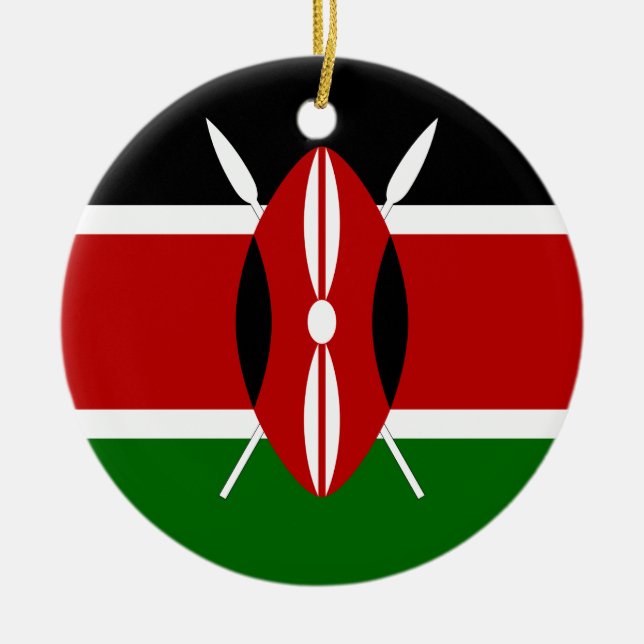 Kenyas flagga julgransprydnad keramik (Framsidan)