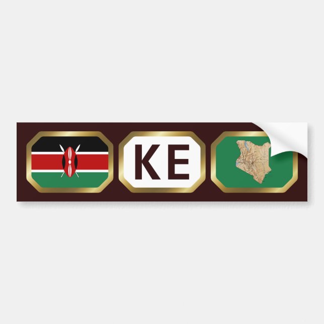 Kenyas Flagga-kod Bumper Sticker Bildekal (Framsidan)