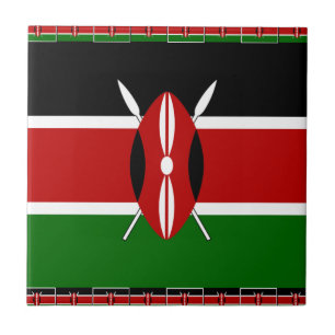 Kenyas Flagga: med miniatyr Flagga Gräns Art Kakelplatta