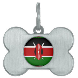 Kenyas Flagga: med miniatyr Flagga Gräns Art Namnbricka Husdjur