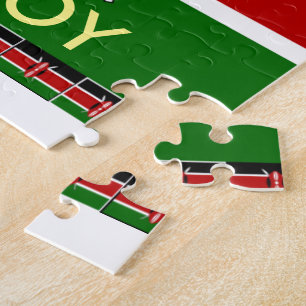 Kenyas Flagga: med miniatyr Flagga Gräns Art Pussel