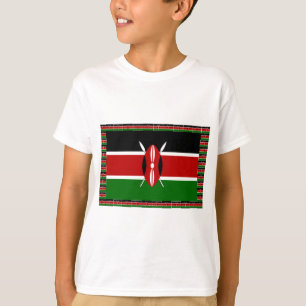 Kenyas Flagga: med miniatyr Flagga Gräns Art T-shirt