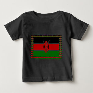 Kenyas Flagga: med miniatyr Flagga Gräns Art Tee