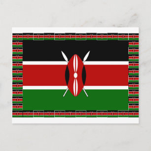 Kenyas Flagga: med miniatyr Flagga Gräns Art Vykort