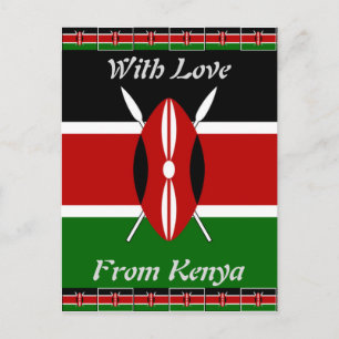 Kenyas Flagga: med miniatyr Flagga Gräns Art Vykort