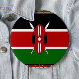 Kenyas flagga: Med ramkonst i form av miniatyrflag Knapp