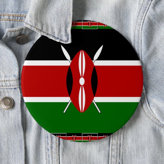 Kenyas flagga: Med ramkonst i form av miniatyrflag Knapp (In Situ)